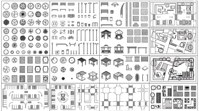 Landscape Architecture CAD Super Bundle with Site Plans, Parking Layouts, Paving Patterns and Urban Furniture Blocks