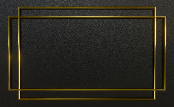 Luxury black textured background with 3D elegant gold frame for premium product presentation and luxury greeting card backdrop