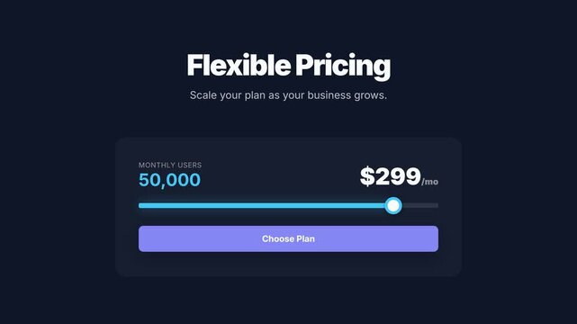 Flexible pricing options for business plans shown on a dark background.