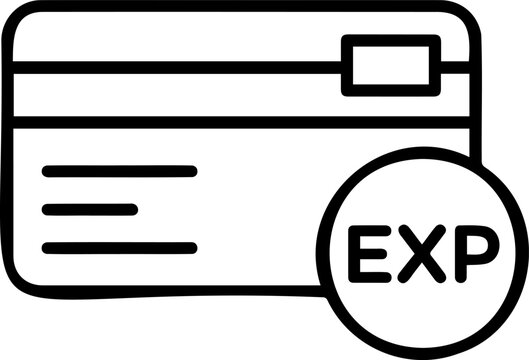 Minimalist line art icon of an expired credit card, representing invalid payment, banking security, and financial expiration.