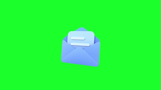 3D animated icon of an open envelope with a letter inside representing email and communication