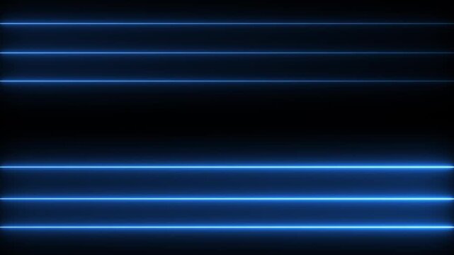Abstract red neon colored animation of computer generated lights background. Neon light saber lines on black background