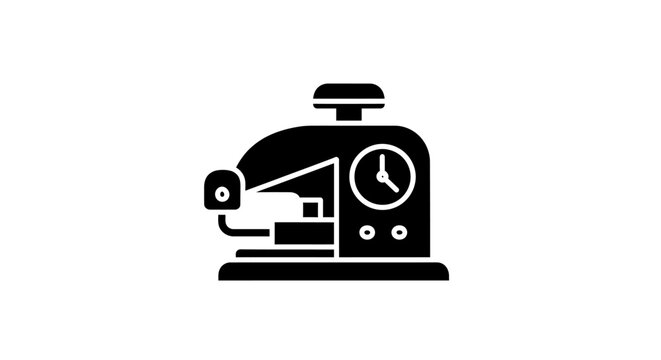 Industrial Stapler Machine Icon Black Silhouette.