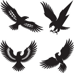 Fototapeta premium : Thunderbird Silhouette SVG Bundle – 4 Powerful Native American Spirit Bird Poses for Cultural Art & Bold Prints