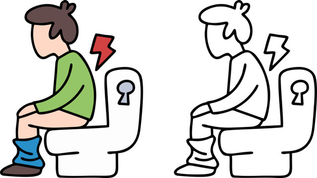 Person Sitting On Toilet Stomach Pain Icon Vector Illustration