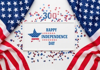 Obraz premium American flags and festive decorations for a happy independence day celebration