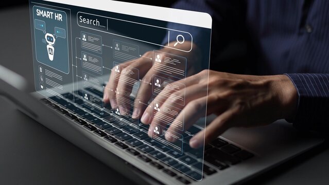 Smart HR system using AI and digital platforms for efficient recruitment, talent analytics, employee engagement, and workforce management in modern organizations. Muxer