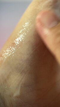 Footage video lotion try on hand close up detail texture