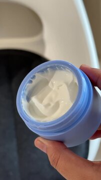 Footage video lotion on packaging close up detail texture