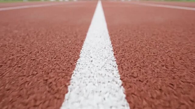 Close-up of a running track lane.