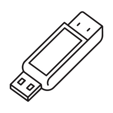 Usb flash drive icon outline style  simple line drawing of usb stick  no text