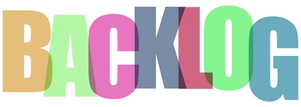 Multicolored backlog text, colorful word, typography design, white background