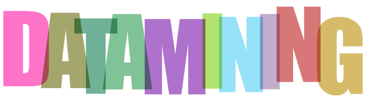 Colorful datamining concept, data mining text, colorful letters, digital background