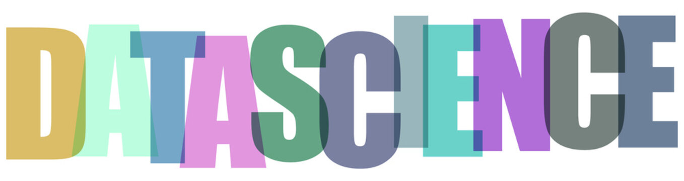Data science, colorful word, text concept, technology background
