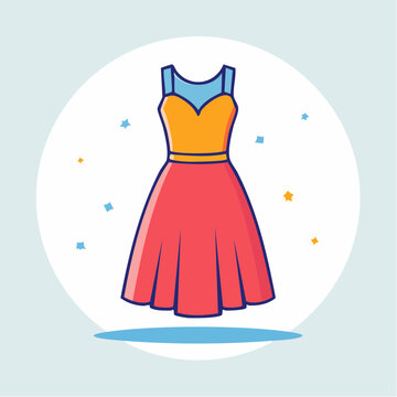 Stylized Illustration of a Two-Tone Dress