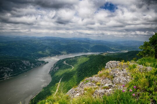 mountain landscape in the mountains with river Danube