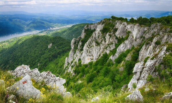 mountain landscape in the mountains with river Danube