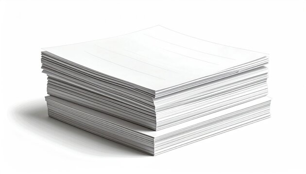 Stack of white lined paper sheets clean office stationery supplies for writing and note-taking isolated on white