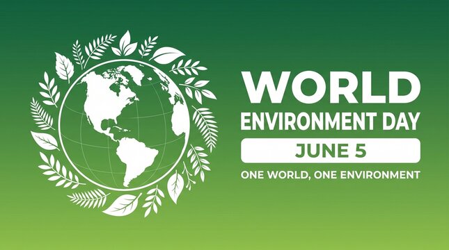 World Environment Day June 5 one world one environment text with earth and leaves globe