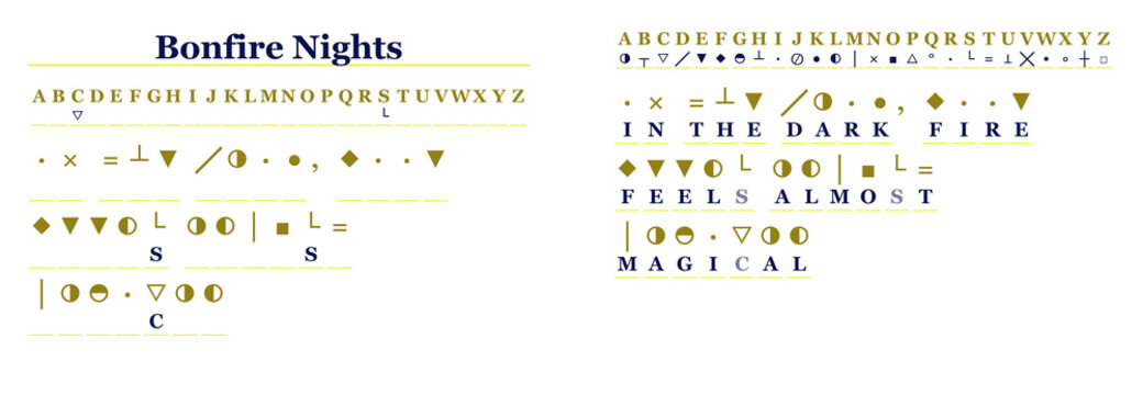 Cryptogram puzzle with solution for Bonfire Nights activity