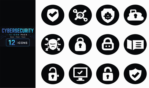 Cyber Security Icon Pack &ndash; Modern Fill Vector Icons Set for Data Protection, Network Security, Privacy, Encryption and Digital Safety