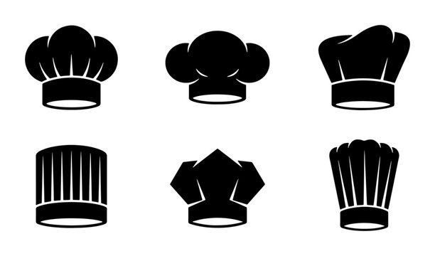 Chef Hats Vector Icons, Culinary Headwear Collection, Professional Kitchen Toques Set