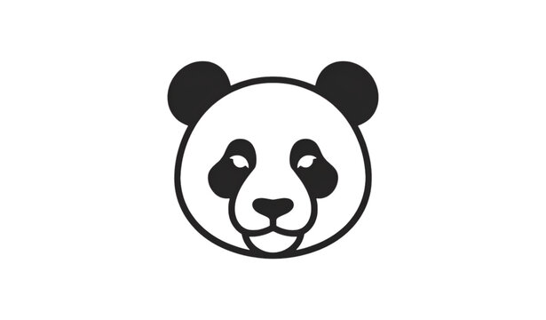 Minimalist panda bear insignia vector illustration isolated on white background mascot emblem