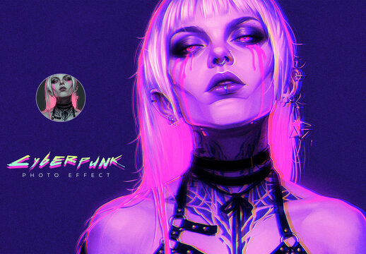 Neon Cyberpunk Photo Effect