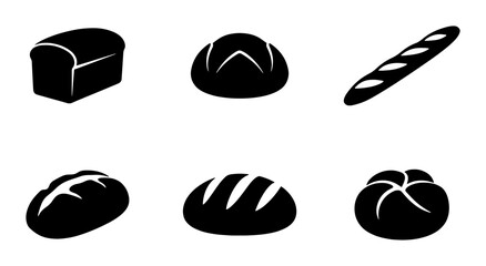Diverse Bread Icons Set, Bakery Food Vector Graphics, Fresh Baked Goods Collection