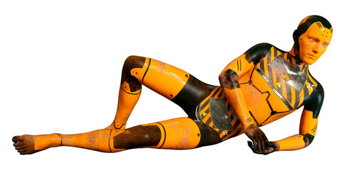 3D Rendering Male Robot on White © photosvac