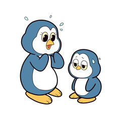 Fototapeta premium mother and baby penguins are talking