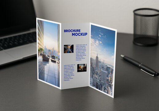 Trifold Standing Brochure Mockup