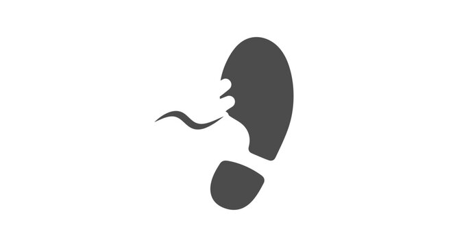 A black silhouette of a smoking ear.