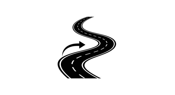 Black and white road curve illustration.