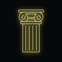 Fototapeta premium Ionic column outline glowing with neon light representing classical architecture and history