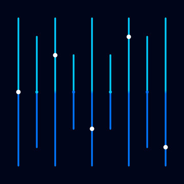 Abstract digital interface with blue vertical lines and white dots representing complex data system illustration
