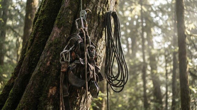 climbing equipment on tree