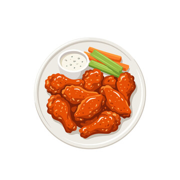 Buffalo Chicken Wings Flat Vector