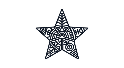 Obraz premium A black star with intricate patterns on a white background