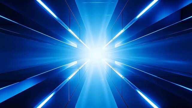 Blue neon light tunnel