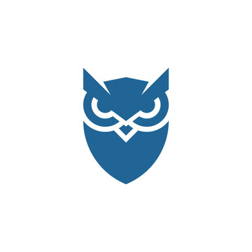 Wise Owl Emblem - A Symbol of Knowledge and Protection in Blue