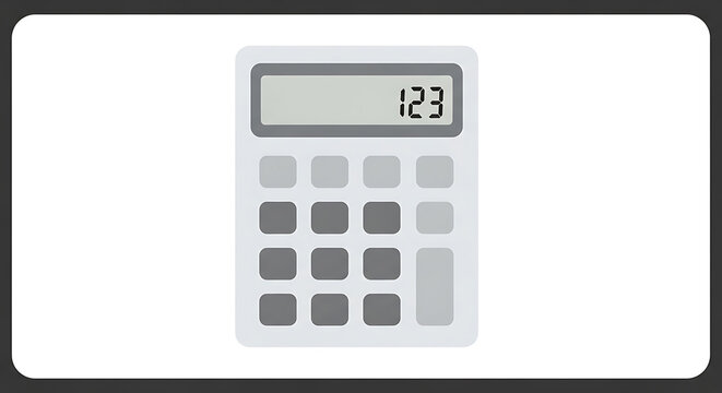 Calculator flat icon with display showing 123 on transparent background high quality