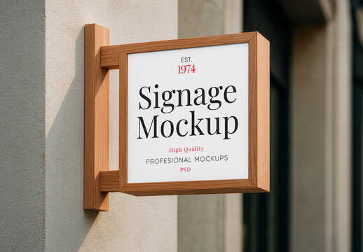 Sign in Wooden Frame Mockup
