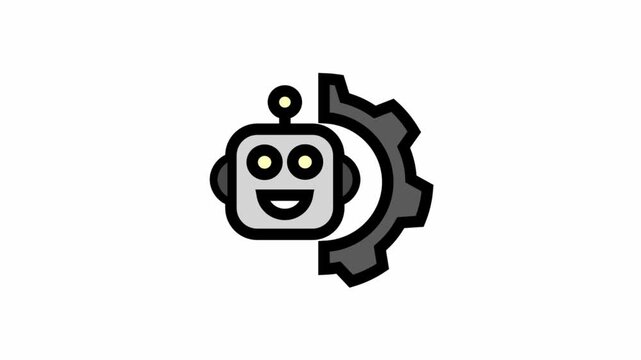 Robot settings symbol - artificial intelligence icon animation.