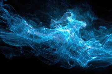 Obraz premium Mystical blue smoke or liquid energy flowing gracefully against deep black backdrop style.