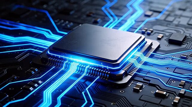Microchip with glowing circuitry