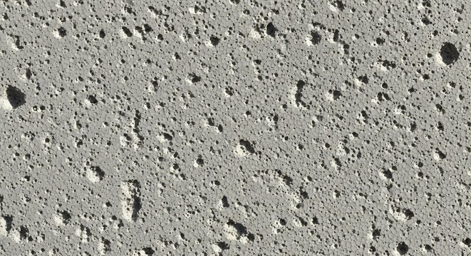 Close-up of porous concrete surface with small holes and texture.