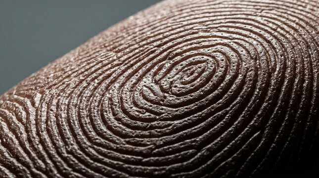 Extreme macro close up of a human fingerprint texture with detailed ridges and pores