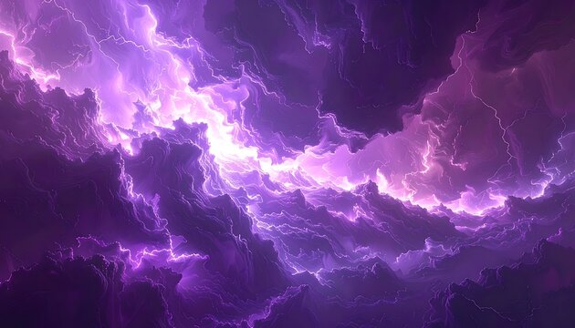 Vibrant purple lightning storm clouds.