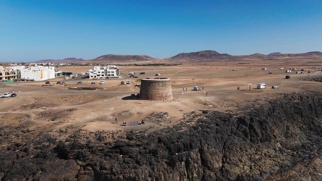 Castillo de El Tost&oacute;n Aerial Orbit in El Cotillo Fuerteventura